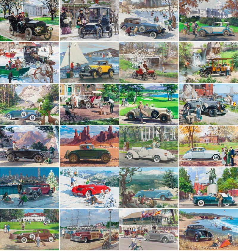 PIXILUV Vintage PostCards 24 pcs Classic Cars Vintage Ads Posters Advert American European - Image 2
